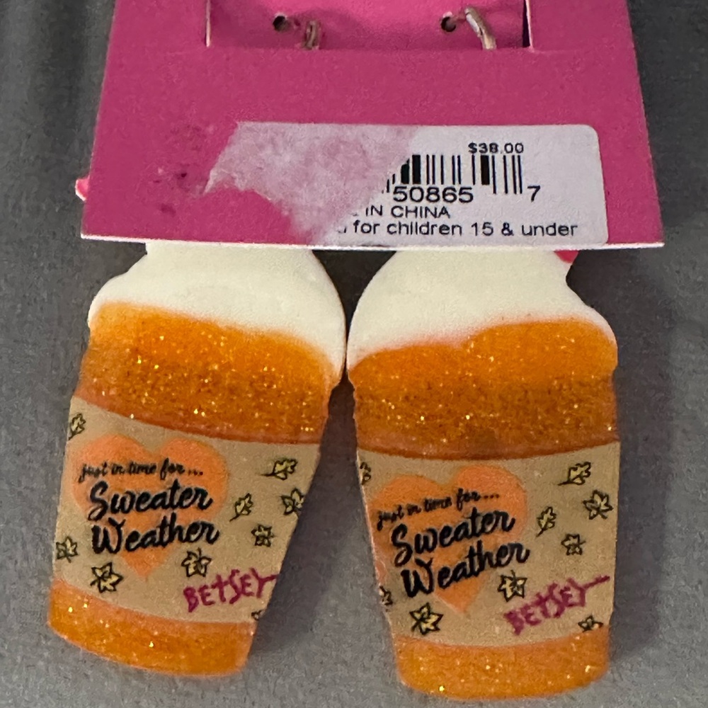 Betsey Johnson Pumpkin Spice Glitter Earrings - Picture 2 of 2